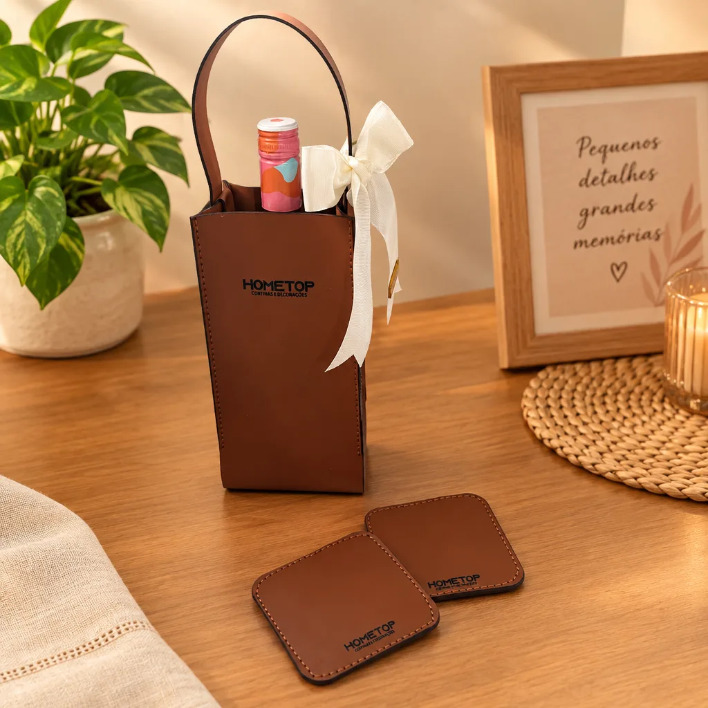 Kit Porta Vinho Roots e 02 porta copos personalizados